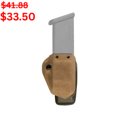 GSM02 - Single Pistol Magazine Carrier Tan Fuzz on OD Green Kydex with Paddle